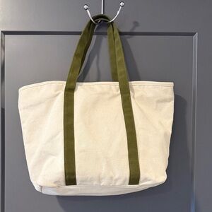 Cream DSW Tote with Olive Straps